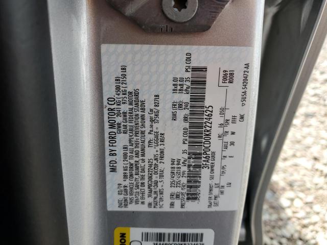 Photo 10 from auction – 2019 FORD FUSION with VIN 3FA6P0CD0KR224625
