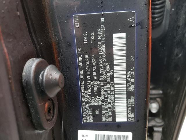 Photo 10 from auction – 2020 TOYOTA HIGHLANDER with VIN 5TDZZRAH6LS010183