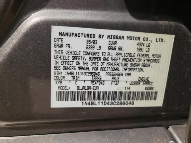 Photo 10 from auction – 2003 NISSAN ALTIMA SE with VIN 1N4BL11D43C286046