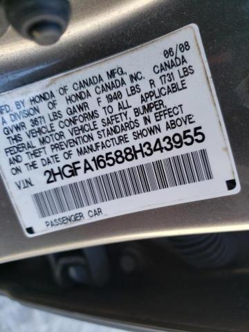Photo 10 from auction – 2008 HONDA CIVIC LX with VIN 2HGFA16588H343955