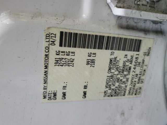 Photo 10 from auction – 2012 NISSAN ALTIMA BAS with VIN 1N4AL2APXCC246081