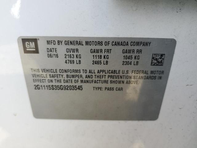 Photo 10 from auction – 2016 CHEVROLET IMPALA LT with VIN 2G1115S35G9203545