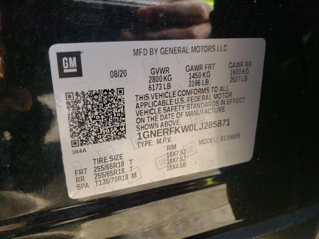 Photo 10 from auction – 2020 CHEVROLET TRAVERSE L with VIN 1GNERFKW0LJ285871