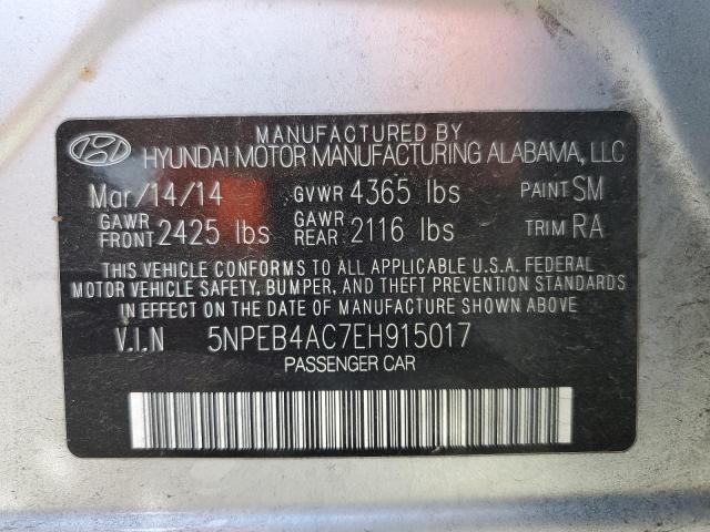 Photo 10 from auction – 2014 HYUNDAI SONATA GLS with VIN 5NPEB4AC7EH915017