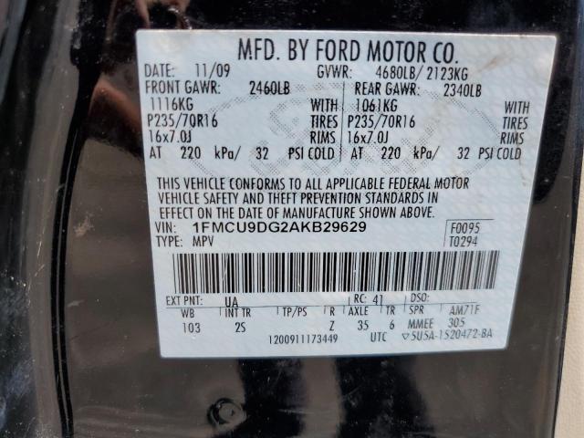 Фото 10 с аукциона – 2010 FORD ESCAPE XLT с VIN 1FMCU9DG2AKB29629
