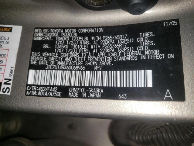 Photo 10 from auction – 2006 TOYOTA 4RUNNER SR with VIN JTEZU14RX60068966