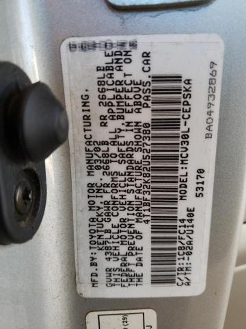 Photo 10 from auction – 2002 TOYOTA CAMRY LE with VIN 4T1BF32K82U527380