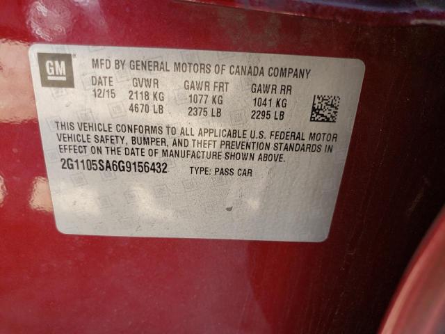 Photo 10 from auction – 2016 CHEVROLET IMPALA LT with VIN 2G1105SA6G9156432