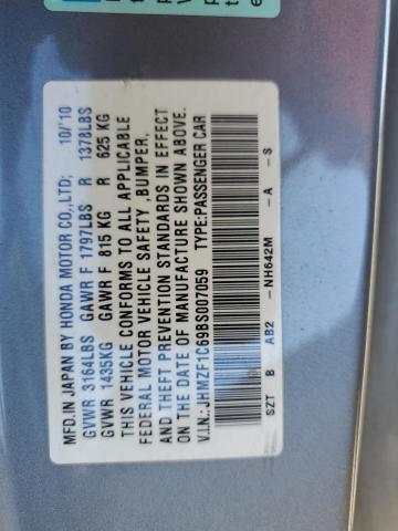 Photo 10 from auction – 2011 HONDA CR-Z EX with VIN JHMZF1C69BS007059