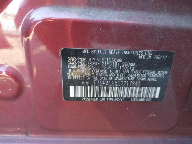 Photo 10 from auction – 2013 SUBARU IMPREZA PR with VIN JF1GPAC6XD2217846