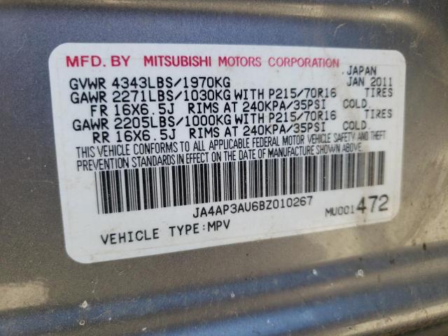 Photo 10 from auction – 2011 MITSUBISHI OUTLANDER with VIN JA4AP3AU6BZ010267