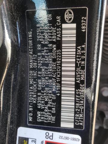 Photo 10 from auction – 2012 TOYOTA CAMRY BASE with VIN 4T1BF1FK3CU162235
