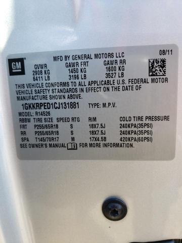 Photo 10 from auction – 2012 GMC ACADIA SLE with VIN 1GKKRPED1CJ131881