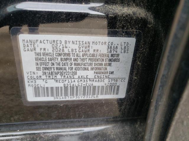 Photo 10 from auction – 2016 NISSAN SENTRA S with VIN 3N1AB7AP3GY231268