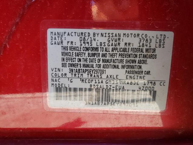 Photo 10 from auction – 2014 NISSAN SENTRA S with VIN 3N1AB7AP5EY297091