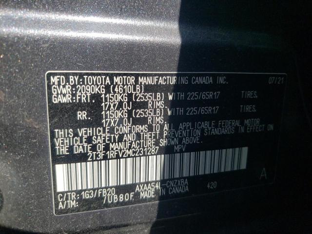 Photo 10 from auction – 2021 TOYOTA RAV4 LE with VIN 2T3F1RFV2MC231287