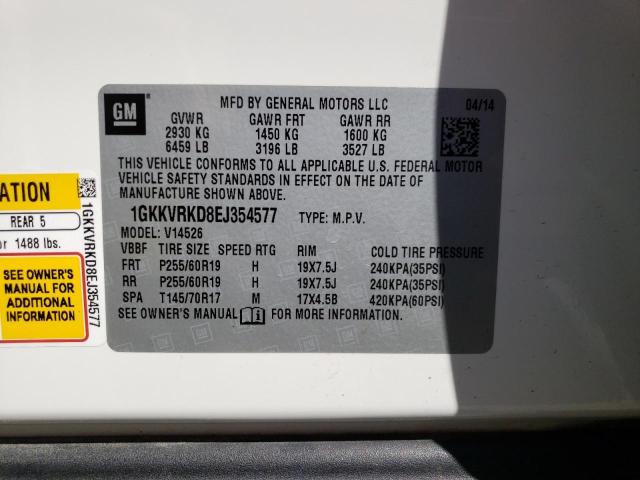 Photo 10 from auction – 2014 GMC ACADIA SLT with VIN 1GKKVRKD8EJ354577
