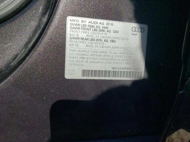Photo 10 from auction – 2015 AUDI Q5 PREMIUM with VIN WA1LFAFP0FA119847