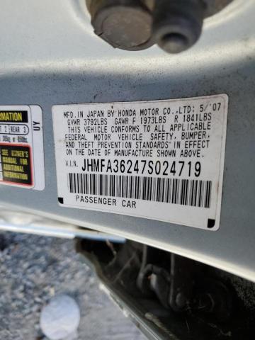 Photo 10 from auction – 2007 HONDA CIVIC HYBR with VIN JHMFA36247S024719