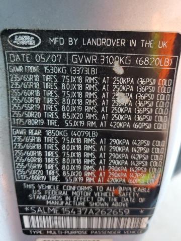 Photo 10 from auction – 2007 LAND ROVER RANGE ROVE with VIN SALME15437A262659
