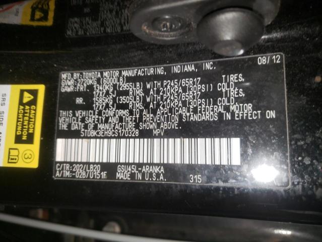 Foto 10 de la subasta – 2012 TOYOTA HIGHLANDER con VIN 5TDBK3EH9CS170328