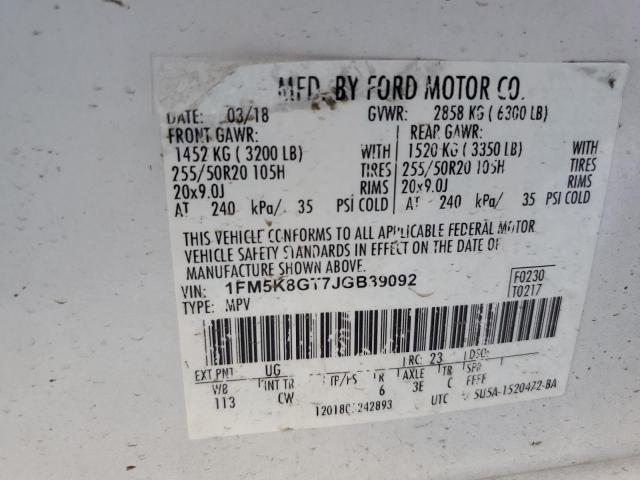 Photo 10 from auction – 2018 FORD EXPLORER S with VIN 1FM5K8GT7JGB39092