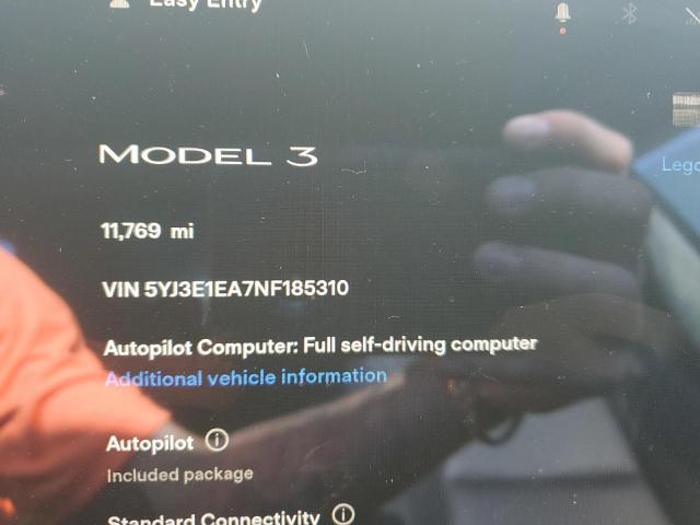 Photo 8 from auction – 2022 TESLA MODEL 3 with VIN 5YJ3E1EA7NF185310