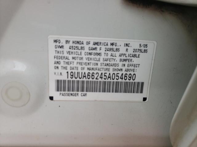 Photo 10 from auction – 2005 ACURA TL with VIN 19UUA66245A054690