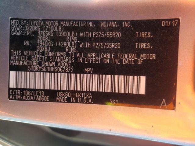 Photo 10 from auction – 2017 TOYOTA SEQUOIA LI with VIN 5TDKY5G18HS067872