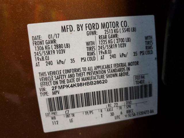 Photo 10 from auction – 2017 FORD EDGE TITAN with VIN 2FMPK4K98HBB28620