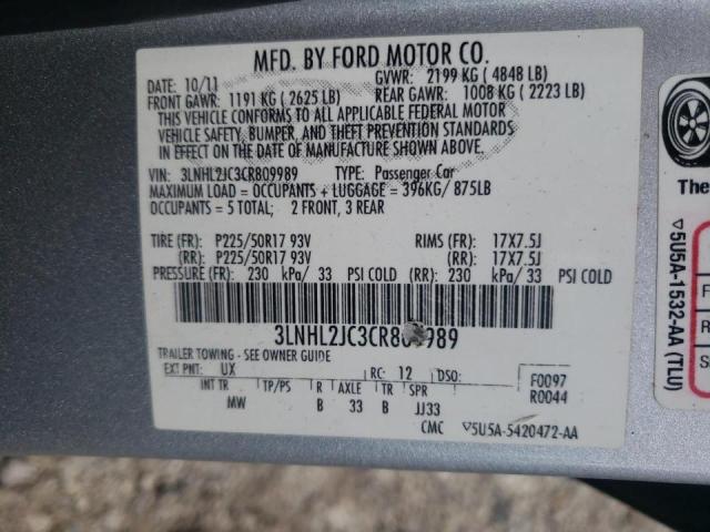 Photo 10 from auction – 2012 LINCOLN MKZ with VIN 3LNHL2JC3CR809989