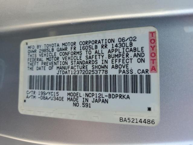 Photo 10 from auction – 2002 TOYOTA ECHO with VIN JTDAT123720253778