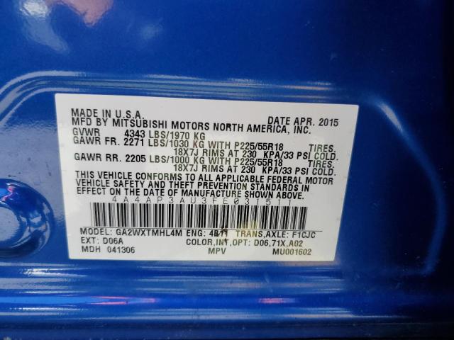 Photo 10 from auction – 2015 MITSUBISHI OUTLANDER with VIN 4A4AP3AU3FE031511