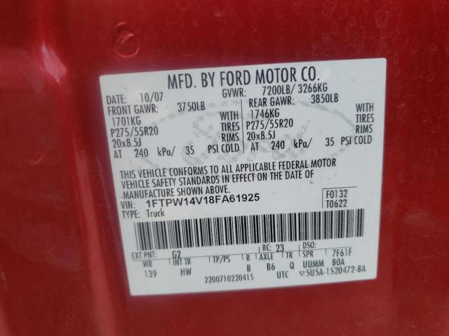 Photo 10 from auction – 2008 FORD F150 SUPER with VIN 1FTPW14V18FA61925