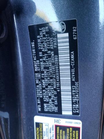 Photo 10 from auction – 2009 TOYOTA CAMRY BASE with VIN 4T1BE46K69U852980