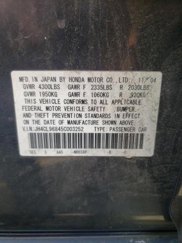 Photo 10 from auction – 2005 ACURA TSX with VIN JH4CL96845C003252