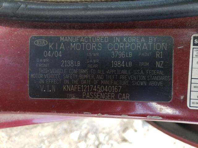 Photo 10 from auction – 2004 KIA SPECTRA LX with VIN KNAFE121745040167