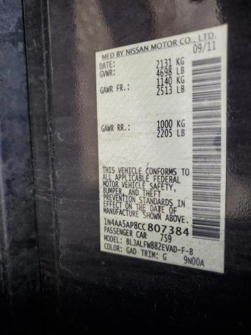 Photo 10 from auction – 2012 NISSAN MAXIMA S with VIN 1N4AA5AP8CC807384