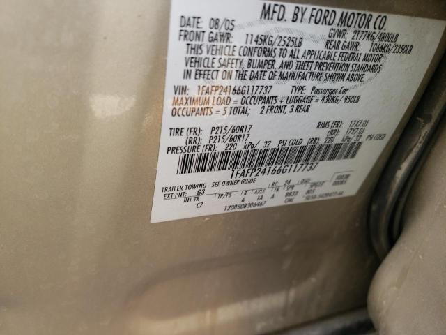 Photo 10 from auction – 2006 FORD FIVE HUNDR with VIN 1FAFP24166G117737