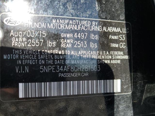 Photo 10 from auction – 2016 HYUNDAI SONATA SPO with VIN 5NPE34AF8GH281503