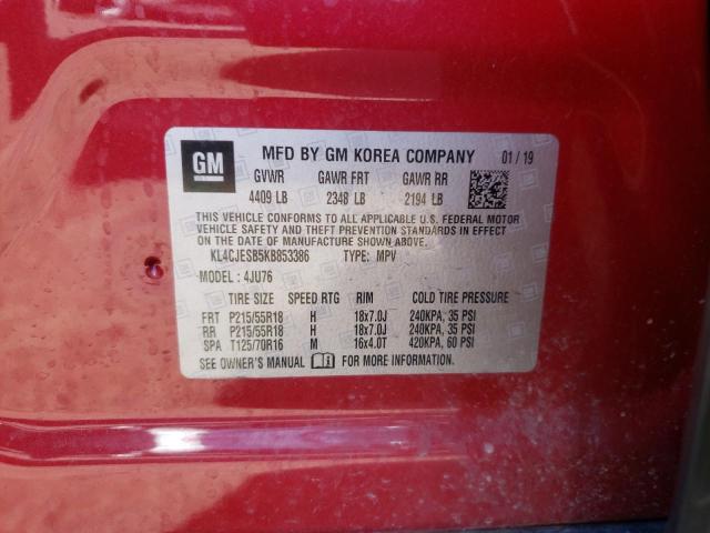 Photo 10 from auction – 2019 BUICK ENCORE PRE with VIN KL4CJESB5KB853386