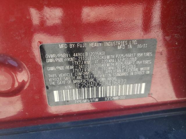 Photo 10 from auction – 2012 SUBARU FORESTER 2 with VIN JF2SHADC5CH416872