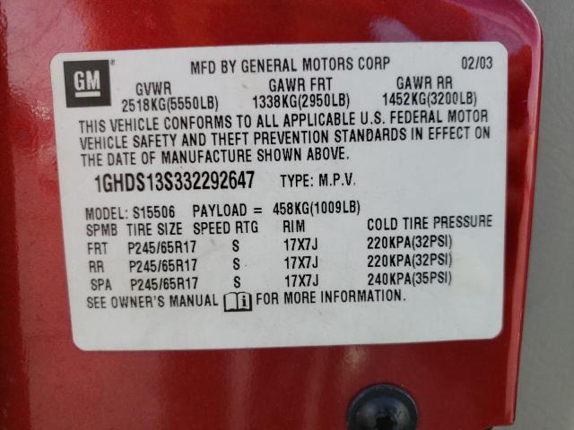 Photo 10 from auction – 2003 OLDSMOBILE BRAVADA with VIN 1GHDS13S332292647