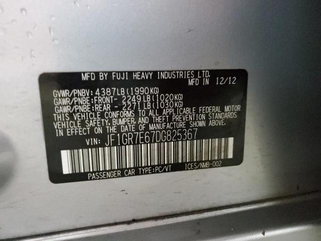 Photo 10 from auction – 2013 SUBARU IMPREZA WR with VIN JF1GR7E67DG825367
