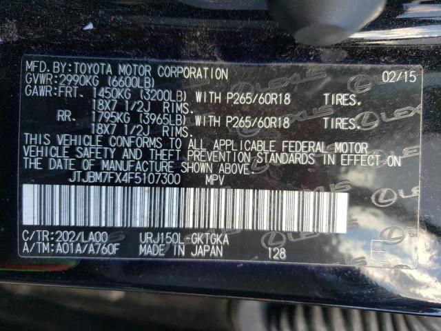 Photo 10 from auction – 2015 LEXUS GX 460 with VIN JTJBM7FX4F5107300
