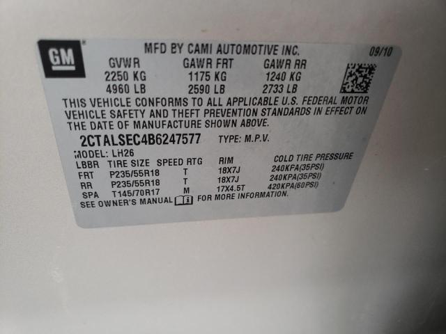 Photo 10 from auction – 2011 GMC TERRAIN SL with VIN 2CTALSEC4B6247577
