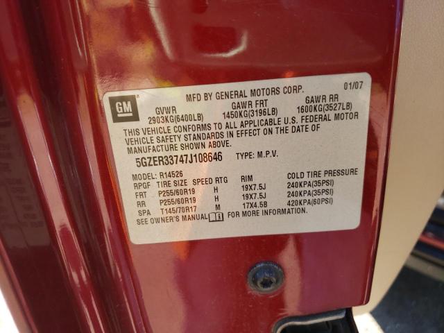 Photo 10 from auction – 2007 SATURN OUTLOOK SP with VIN 5GZER33747J108646