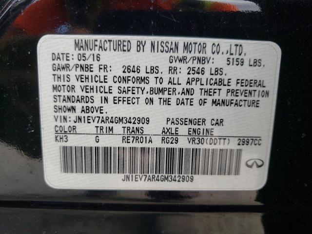 Photo 10 from auction – 2016 INFINITI Q50 PREMIU with VIN JN1EV7AR4GM342909