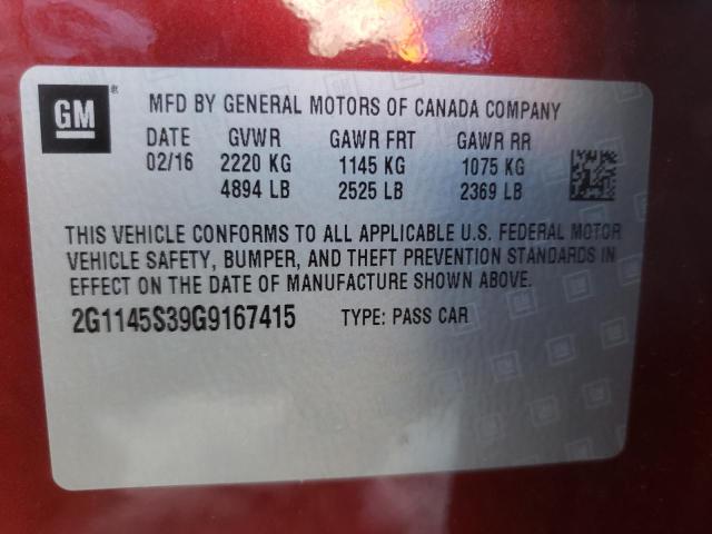 Photo 10 from auction – 2016 CHEVROLET IMPALA LTZ with VIN 2G1145S39G9167415