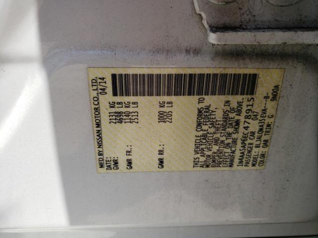 Photo 10 from auction – 2014 NISSAN MAXIMA S with VIN 1N4AA5AP6EC478915